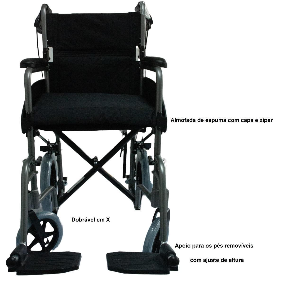 Cadeira De Rodas Alumínio Transporte Hospitalar/Casa 100Kg